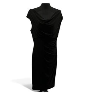 Ralph Lauren Black Cowl Neck Midi Dress size 16